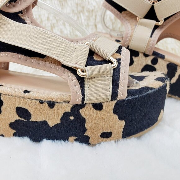 Brown Cow Print 2" Platform Harness Sandals - Picture 11 of 12